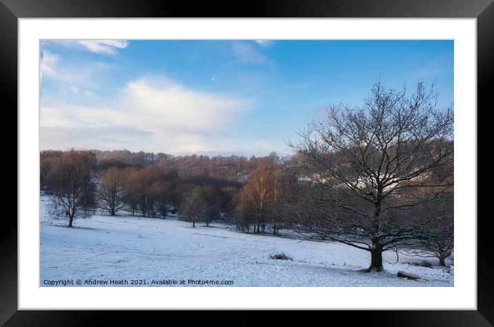Snow scape  Framed Mounted Print by Andrew Heath