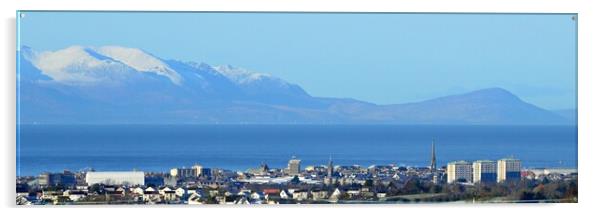 Panorama view of Ayr and Arran Acrylic by Allan Durward Photography