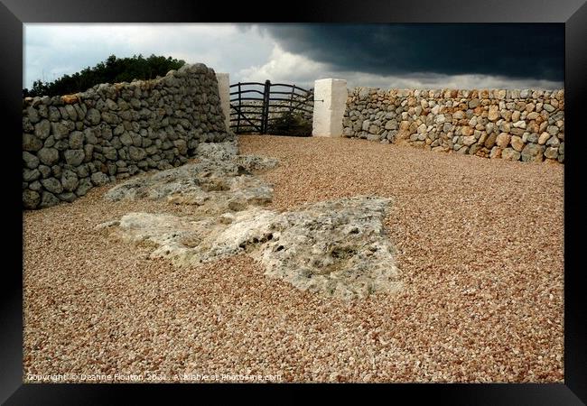 Stone walls and Wooden Gate of Menorca Framed Print by Deanne Flouton