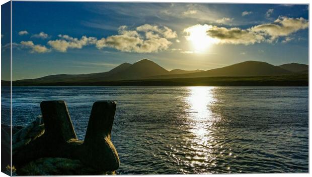 Sunrise over Jura from Port Askaig Canvas Print by Peter Taylor
