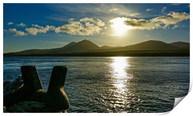 Sunrise over Jura from Port Askaig Print by Peter Taylor