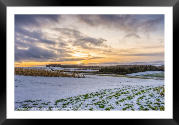 South Downs Way snowy landscape, England, UK Framed Mounted Print by KB Photo