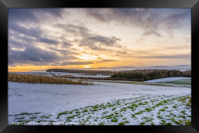 South Downs Way snowy landscape, England, UK Framed Print by KB Photo