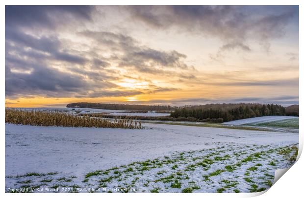 South Downs Way snowy landscape, England, UK Print by KB Photo