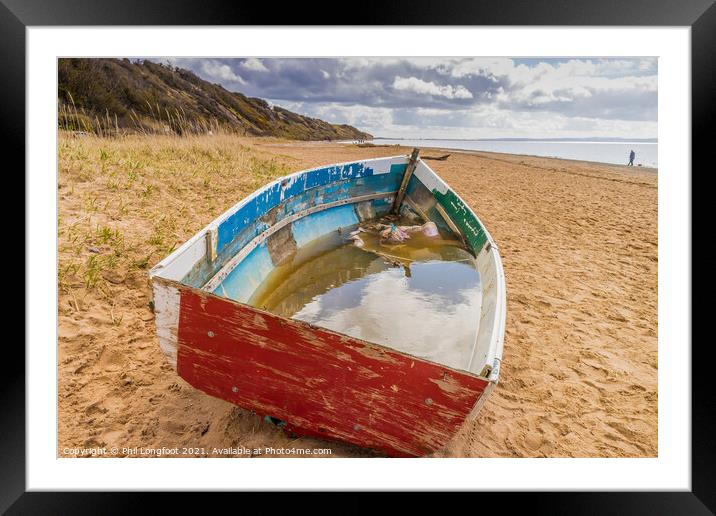 A forgotten boat - Thurstaston Beach Wirral Framed Mounted Print by Phil Longfoot