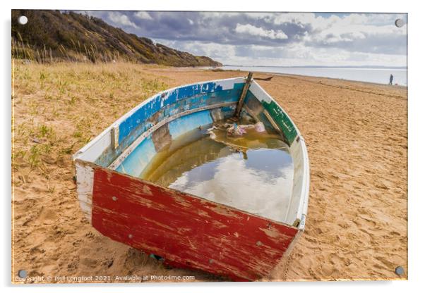 A forgotten boat - Thurstaston Beach Wirral Acrylic by Phil Longfoot