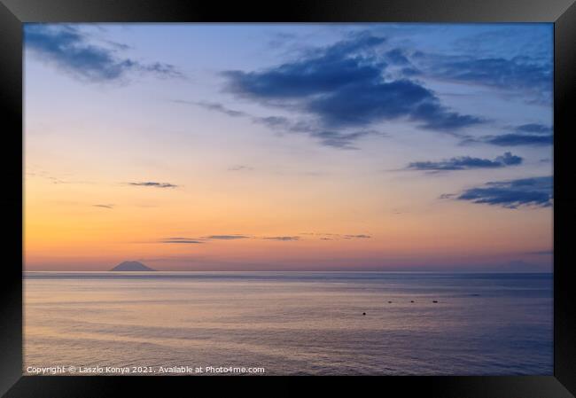 Twilight over the Tyrrhenian Sea - Tropea Framed Print by Laszlo Konya