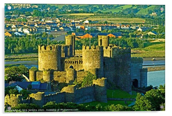 Conwy Castle Conwy North Wales  Acrylic by Nick Jenkins