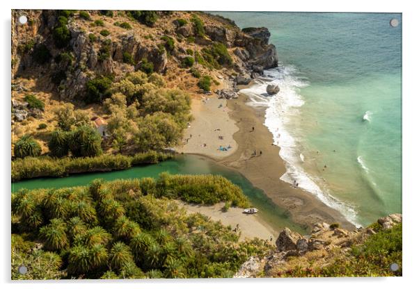 Preveli Palm beach, Crete Acrylic by peter schickert