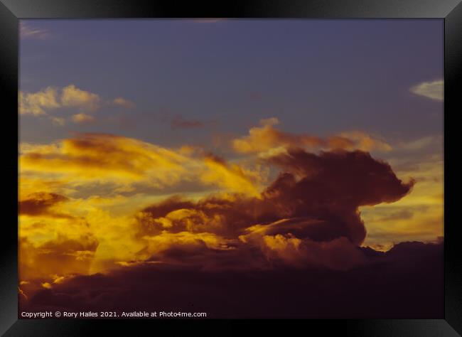 Cloud Formation Sunset Framed Print by Rory Hailes