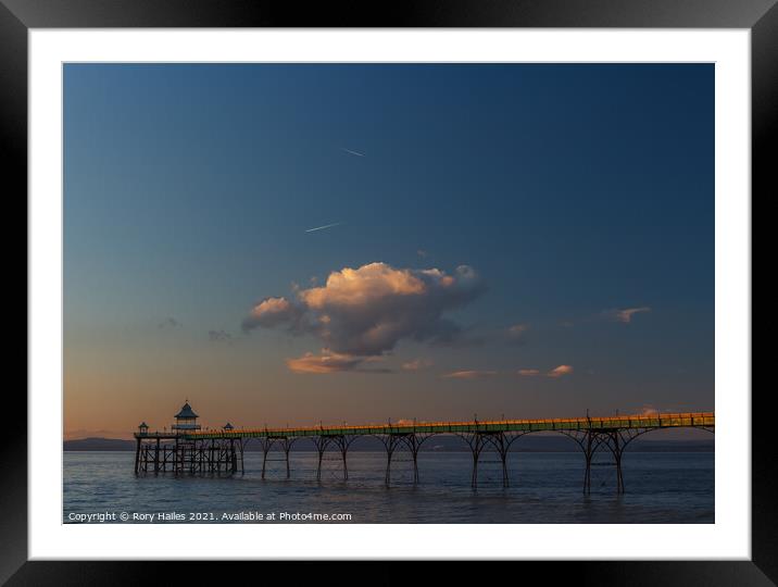 Clevedon Pier with cloud Framed Mounted Print by Rory Hailes