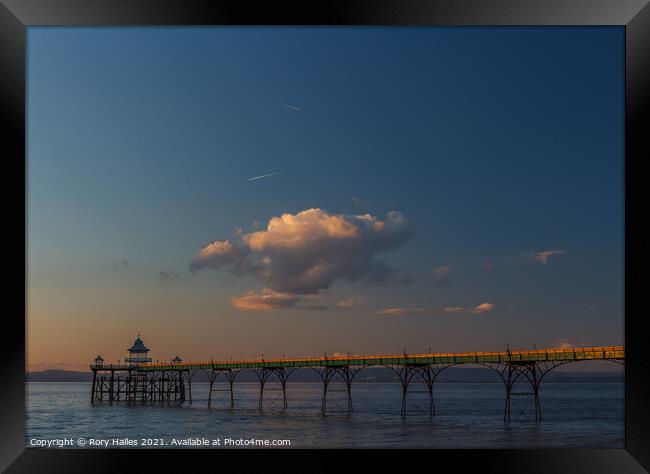 Clevedon Pier with cloud Framed Print by Rory Hailes