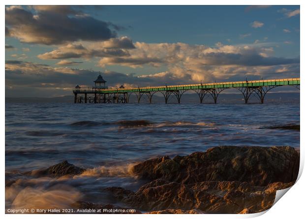 Clevedon Pier At Sunset Print by Rory Hailes