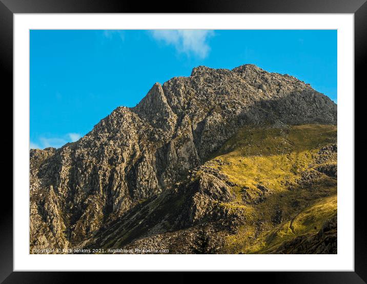 Tryfan in profile above Ogwen Valley North Wales Framed Mounted Print by Nick Jenkins