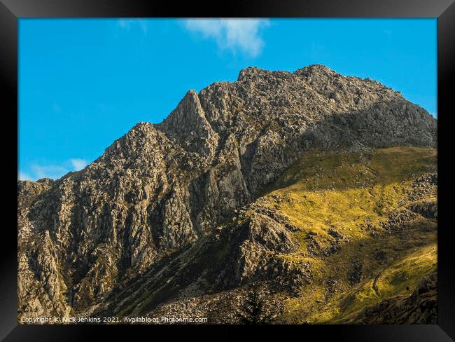 Tryfan in profile above Ogwen Valley North Wales Framed Print by Nick Jenkins