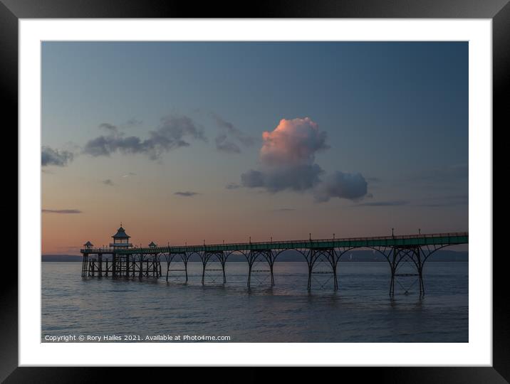 Clevedon Pier on a cl;ear evening Framed Mounted Print by Rory Hailes