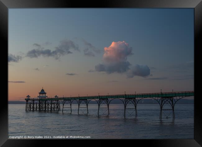 Clevedon Pier on a cl;ear evening Framed Print by Rory Hailes