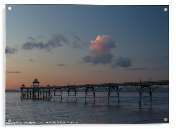 Clevedon Pier on a cl;ear evening Acrylic by Rory Hailes