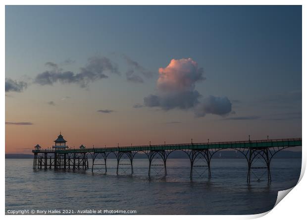 Clevedon Pier on a cl;ear evening Print by Rory Hailes