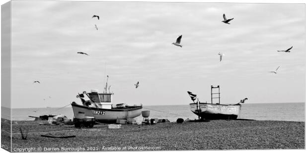 Aldeburgh Gulls and Boats Canvas Print by Darren Burroughs