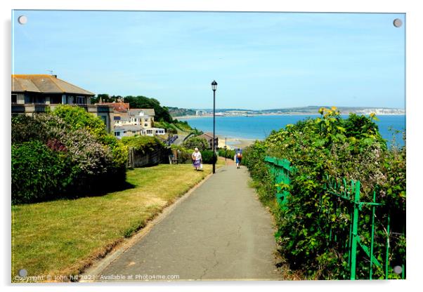 Coastal path at Shanklin on the Isle of Wight, UK. Acrylic by john hill
