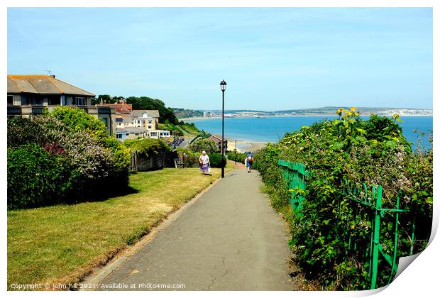 Coastal path at Shanklin on the Isle of Wight, UK. Print by john hill