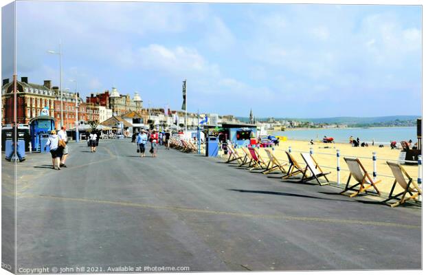 Seafront at Weymouth in Dorset, UK. Canvas Print by john hill