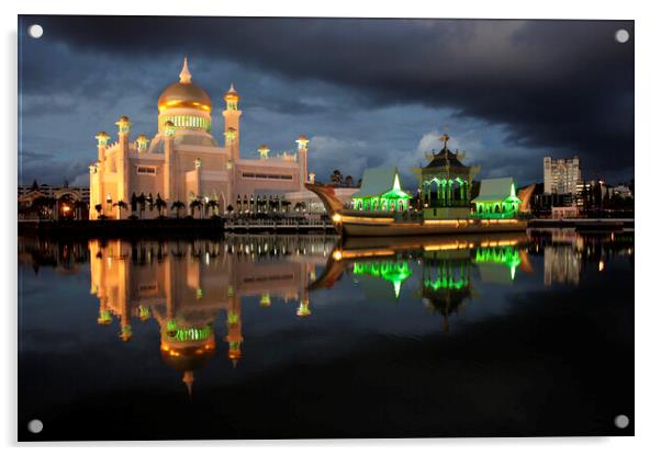 Mosque in Brunei, Bandar Seri Begawan Acrylic by peter schickert