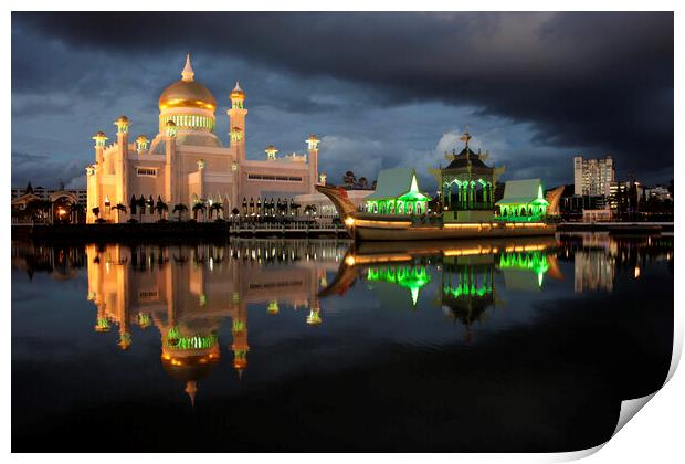 Mosque in Brunei, Bandar Seri Begawan Print by peter schickert