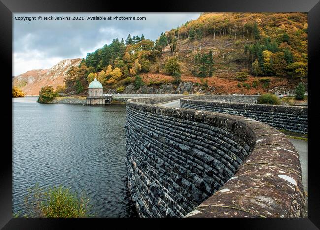 Garreg Ddu Reservoir and Dam Elan Valley Mid Wales Framed Print by Nick Jenkins