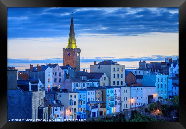 Tenby Pembrokeshire Wales at twilight Framed Print by Chris Warren