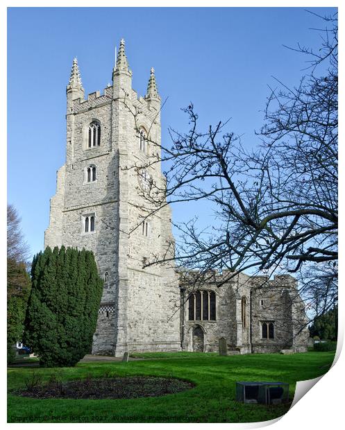St. Mary's Church, Prittlewell. Southend on Sea, Essex, UK. Print by Peter Bolton