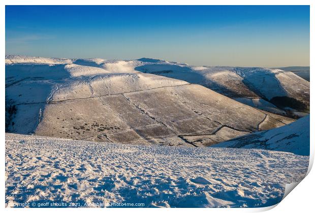 Kinder Scout, winter Print by geoff shoults