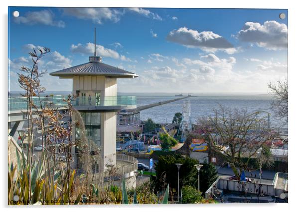 Observation tower at Southend on Sea seafront, Essex, UK.  Acrylic by Peter Bolton