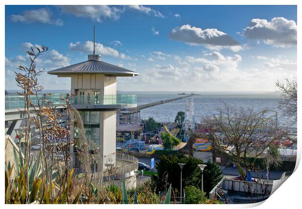 Observation tower at Southend on Sea seafront, Essex, UK.  Print by Peter Bolton