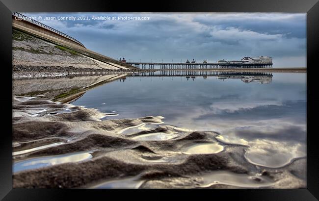 Blackpool Beach Reflections. Framed Print by Jason Connolly
