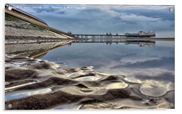 Blackpool Beach Reflections. Acrylic by Jason Connolly
