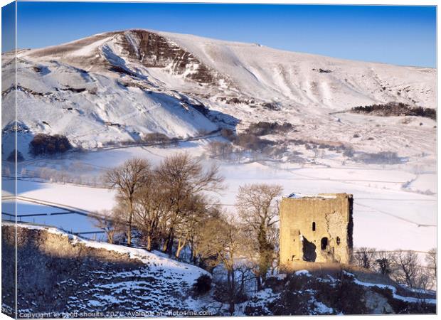 Peveril Castle and Mam Tor Canvas Print by geoff shoults