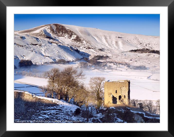Peveril Castle and Mam Tor Framed Mounted Print by geoff shoults