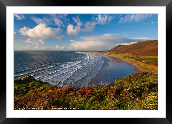 Rhossili Bay Gower  Swansea Wales Framed Mounted Print by Chris Warren