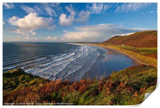 Rhossili Bay Gower  Swansea Wales Print by Chris Warren