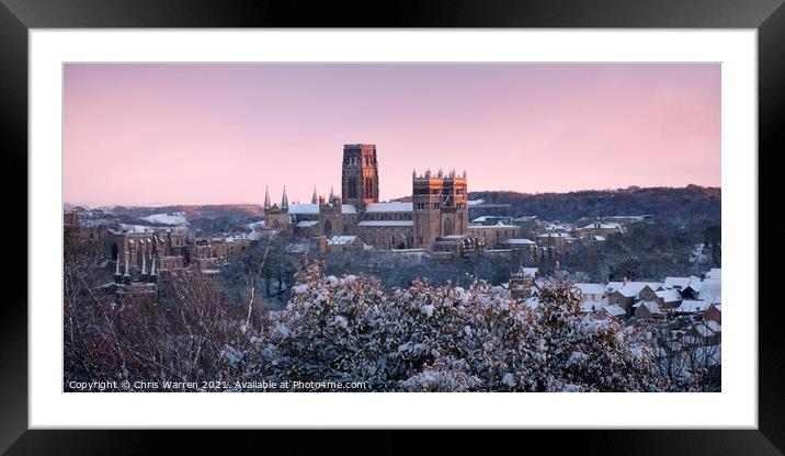 Winter evening light at Durham Cathedral Framed Mounted Print by Chris Warren