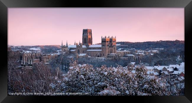 Winter evening light at Durham Cathedral Framed Print by Chris Warren