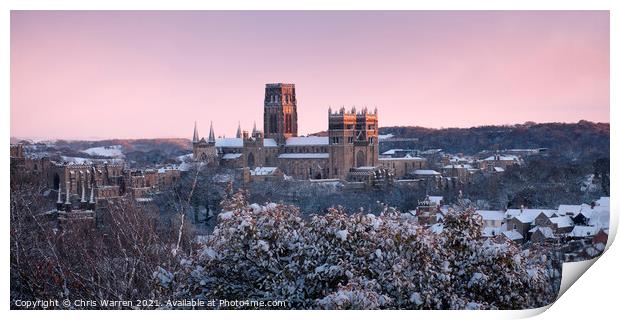 Winter evening light at Durham Cathedral Print by Chris Warren