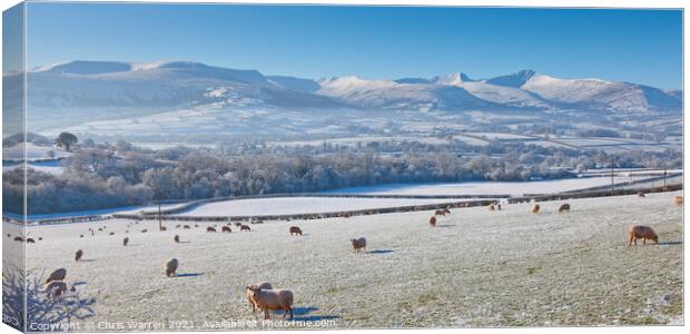 Winter snow at Pen y Fan & Corn Du mountains Breco Canvas Print by Chris Warren