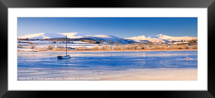 Frozen Llangorse Lake Brecon Beacons Wales Framed Mounted Print by Chris Warren