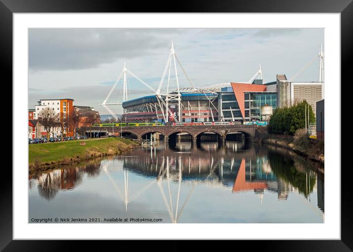 The River Taff and Principality Stadium Cardiff  Framed Mounted Print by Nick Jenkins