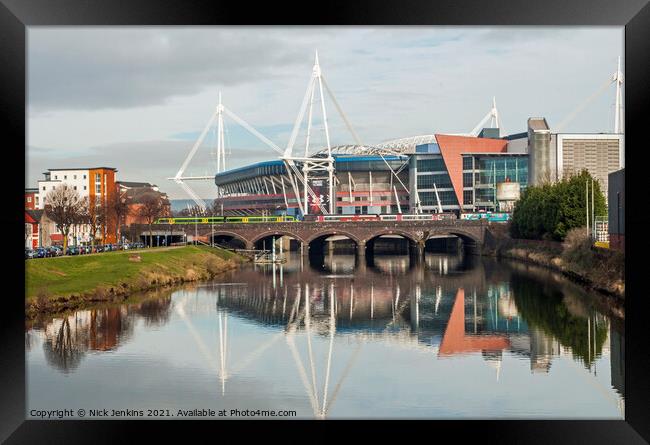 The River Taff and Principality Stadium Cardiff  Framed Print by Nick Jenkins