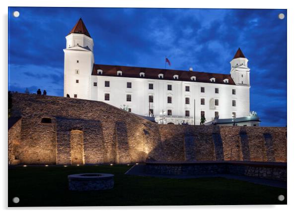 Bratislava Castle by Night Acrylic by Artur Bogacki