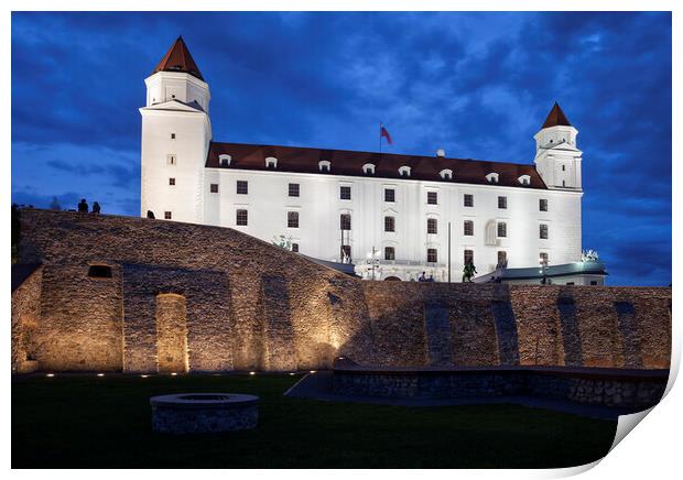 Bratislava Castle by Night Print by Artur Bogacki